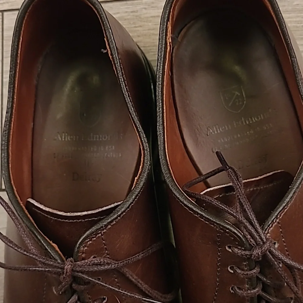 ALLEN EDMONDS Delray Dark Brown Oxfords Sz 8.5 D Split Toe Mens Dress‎ Shoes